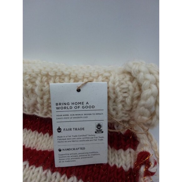 West Elm griffin Striped Knit Wool Christmas Holiday Stocking Handcrafted - Picture 11 of 12